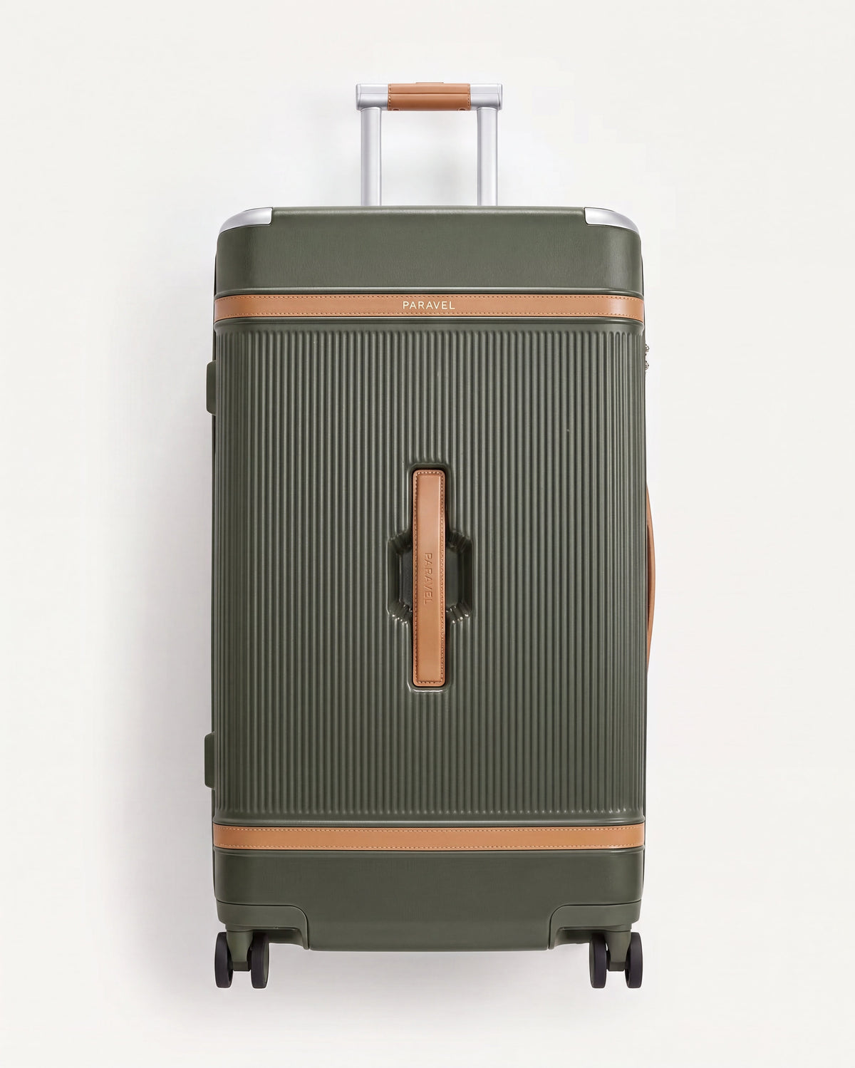 Paravel collection – Paravel Aviator Trunk Checked Spinner Suitcase Travel Luggage Safari Green
